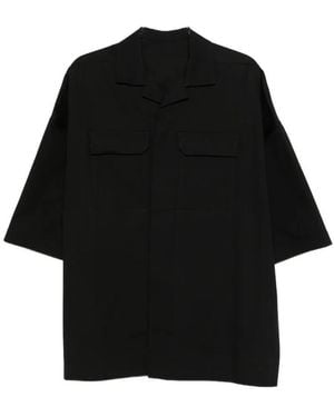 Rick Owens Shirt With Flap Pocket And Camp Collar - Black
