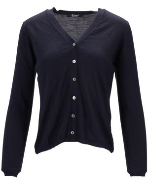 LA ROSE V Cardigan Cash/Silk Dark Blu - Blue