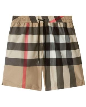 Burberry Check Swim Shorts - Natural