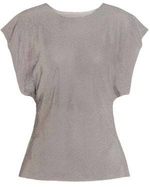 Alberta Ferretti Crystals Net T-Shirt - Grey