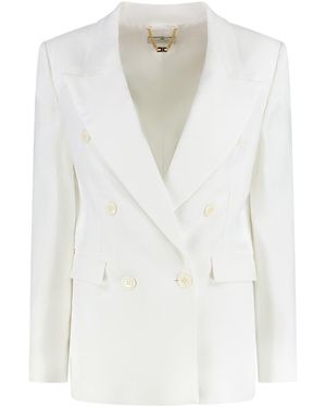 Elisabetta Franchi Double-Breasted Gabardine Jacket - White