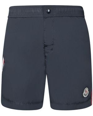 Moncler Tricolour-Trimmed Swim Shorts - Blue