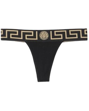 Versace Thong With Greek - Black
