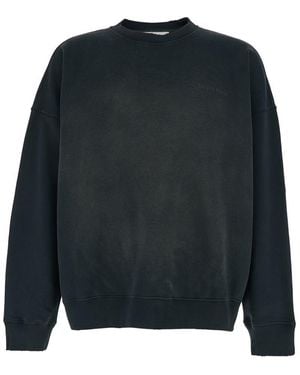 Golden Goose Crew Neck Sweatshirt With Logo Lettering On The Front And Lightened Effect - Black
