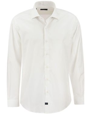 Fay Stretch French Collar Shirt - White