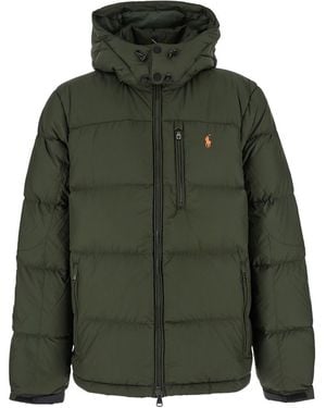 Polo Ralph Lauren Down Jacket With Fixed Hood And Embroidered Pony Logo On Chest - Green