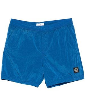 Stone Island Swimsuit With Logo Patch - Blue
