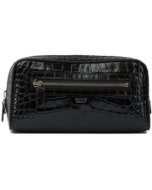 Tom Ford Crocodile Print Leather Beauty Case - Black