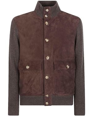 Brunello Cucinelli Leather Bomber Jacket - Brown