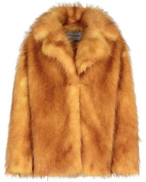 Stand Studio 'Janice' Polyester Faux Fur Coat - Orange