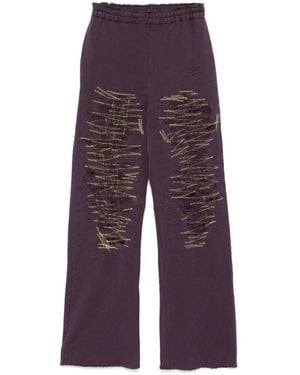 MM6 by Maison Martin Margiela Cotton Sweatpants With Distressing - Purple