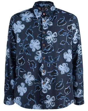 Paul Smith Cotton Shirt With 'Yukka' Print - Blue