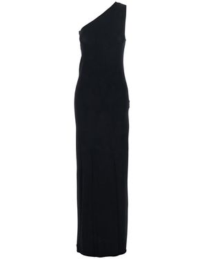 Semicouture One-Shoulder Long Dress With Asymmetric Neckline - Black