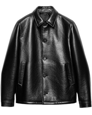 Prada Nappa Leather Caban Jacket - Black
