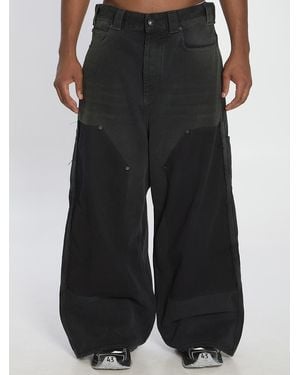 Balenciaga Baggy Ripped Off Denim Trousers - Black