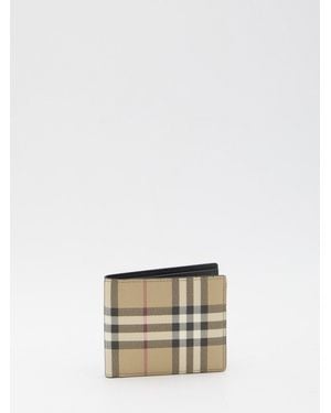 Burberry Check Book Wallet - Natural