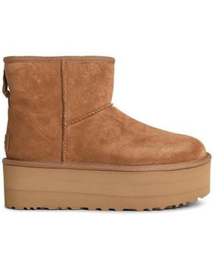UGG 'classic Mini Platform' Chestnut Suede Boots - Brown