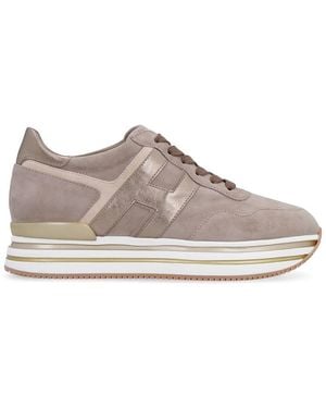 Hogan H483 Leather Platform Trainers - Brown