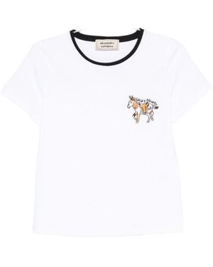 ALESSANDRO ENRIQUEZ Embroidered Cotton T-Shirt - White