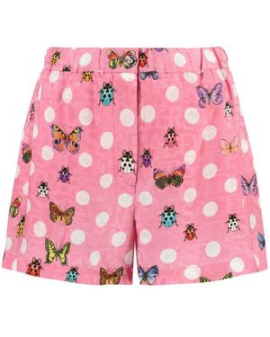 Versace Multicolour Silk-Viscose Blend Shorts - Pink