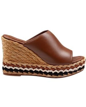 Paloma Barceló Paloma Oriane Leather Sandal With Raffia Wedge - Brown