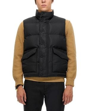 McQueen High Neck Graffiti Logo Print Down Vest - Black
