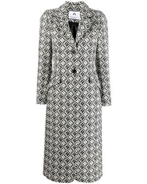 Marine Serre Moon Jacquard Tailored Coat - Grey
