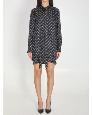 Gucci Printed Silk Twill Dress - Grey