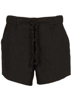 Ganni Shorts With Ruffled Elastic - Black