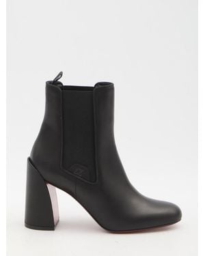 Christian Louboutin Curved Toe Ankle Boots With Side Elastic Inserts And 8.5Cm Heel - Black