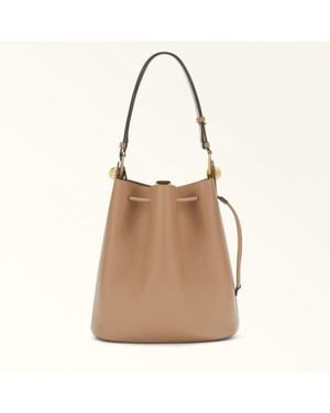 Furla Leather Bucket Bag - Natural