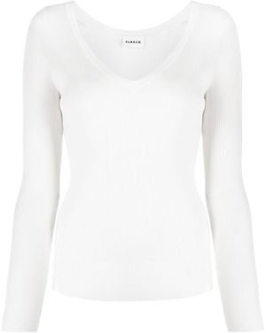 P.A.R.O.S.H. Ribbed-Knit V-Neck Jumper - White