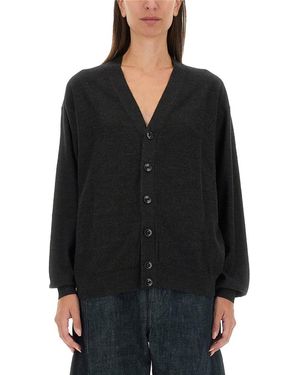 Lemaire Twisted Cardigan With V-Neckline - Black