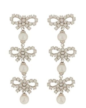 Self-Portrait Micro Bow Earrings - White