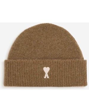 Ami Paris Ami De Couer Alpaca Hat - Brown