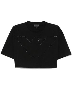 Emporio Armani Logo Cotton T-Shirt - Black