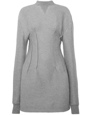 JW Anderson Textured Long-Sleeve Hourglass Dress - Gray
