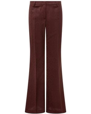 Etro Bordeaux Jacquard Flare Trousers - Purple