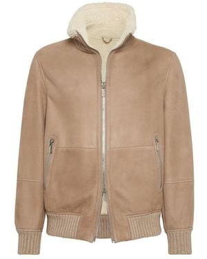 Guess Suede Jacket With Shearling Collar - Brown