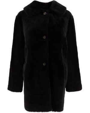 B&W Reversibile Shearling Coat - Black