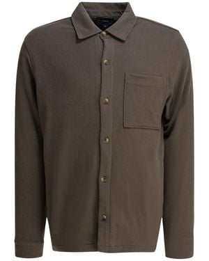 Vince Cotton Suede Overshirt Jacket - Green