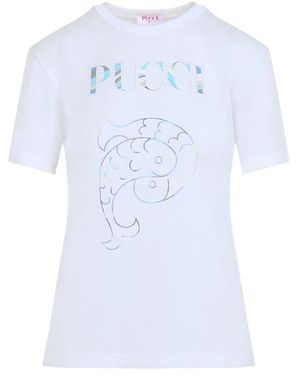 Emilio Pucci Cotton T-Shirt - Blue