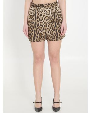 Dolce & Gabbana Leopard Print Poplin Shorts - Natural