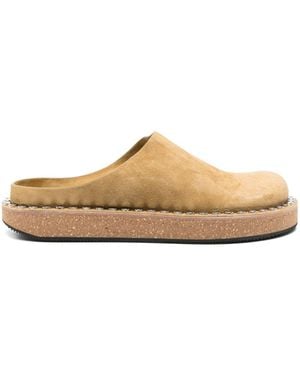 Loewe Rivet Suede Mules - White