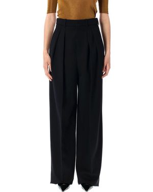 Saint Laurent Grain De Poudre Wide-Leg Pants - Black