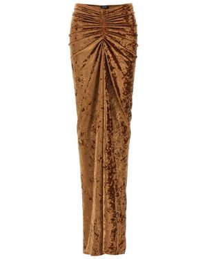 Atlein 'Crushed Velvet' Long Skirt - Brown