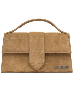 Jacquemus 'Le Grand Bambino' Handbag With Logo Lettering On The Front And Crocodile Skin Effect - Brown