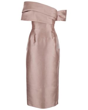 Solace London 'Mirla' Long Dress With Off-The-Shoulder Design And Back Slit - Purple