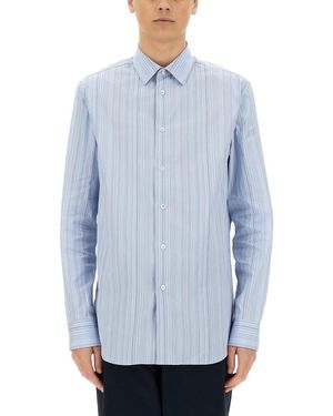 Paul Smith Vertical Stripe Cotton Shirt - Blue