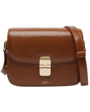 A.P.C. Grace Small In Crinkled Leather Bags - Brown